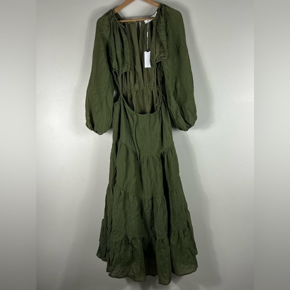 ASTR Olive Green Freya Cut Out Midriff Maxi Dress - Picture 7 of 7